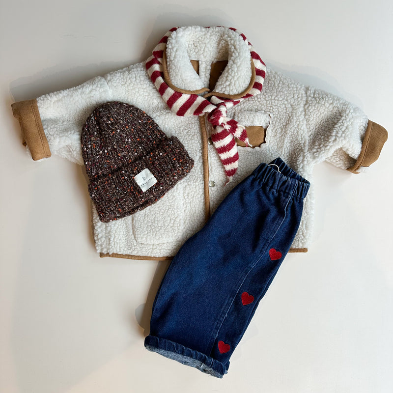 Reversible shearling teddy coat - Beige