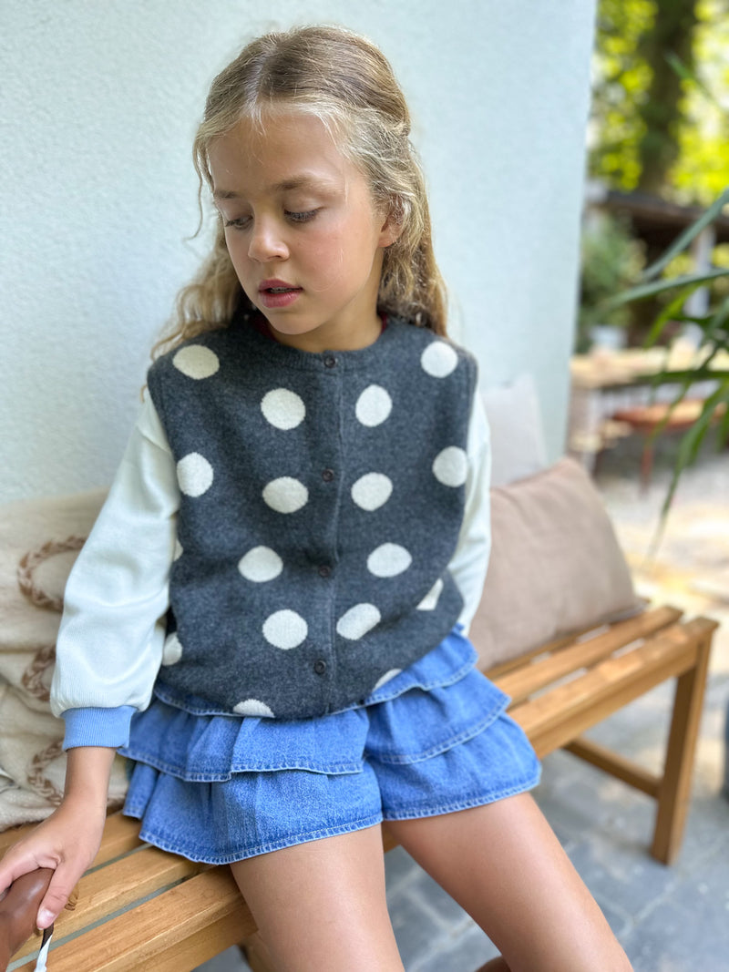 Wool mix polka dot vest - Charcoal