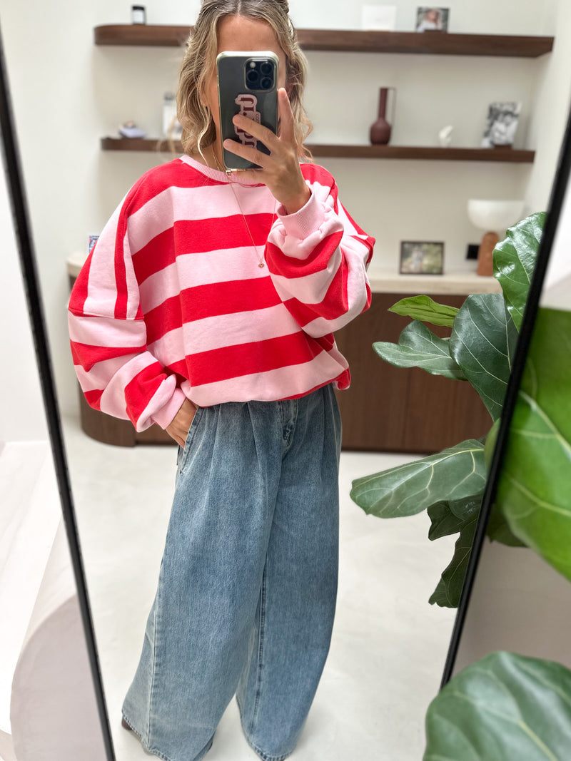Sue striped sweatshirt - Red/pink