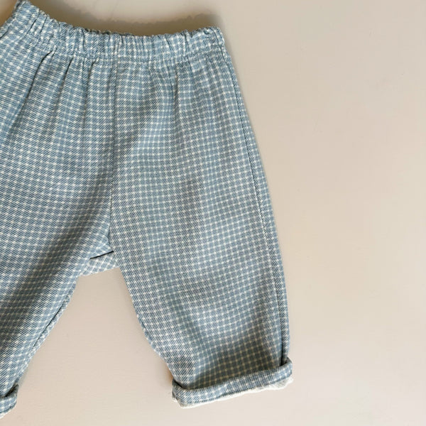 Mini check pants - Ice blue