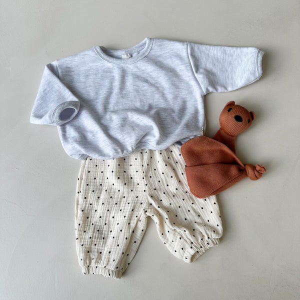 Dot muslin pants - Cream dot