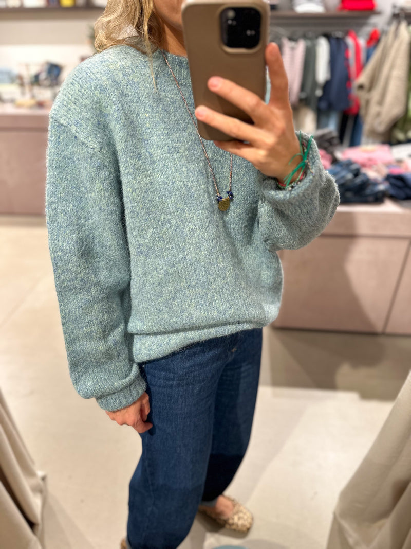 Wool mix melange jumper - Aqua mix