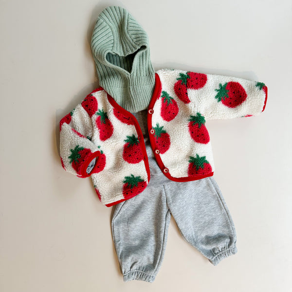 Strawberry teddy jacket - Cream