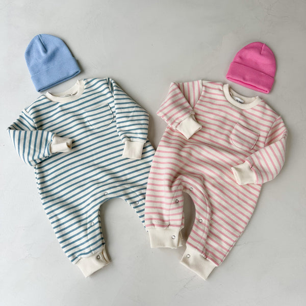 Striped sweater onesie - Sky