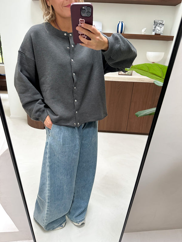 Valentine jersey cardigan - Charcoal