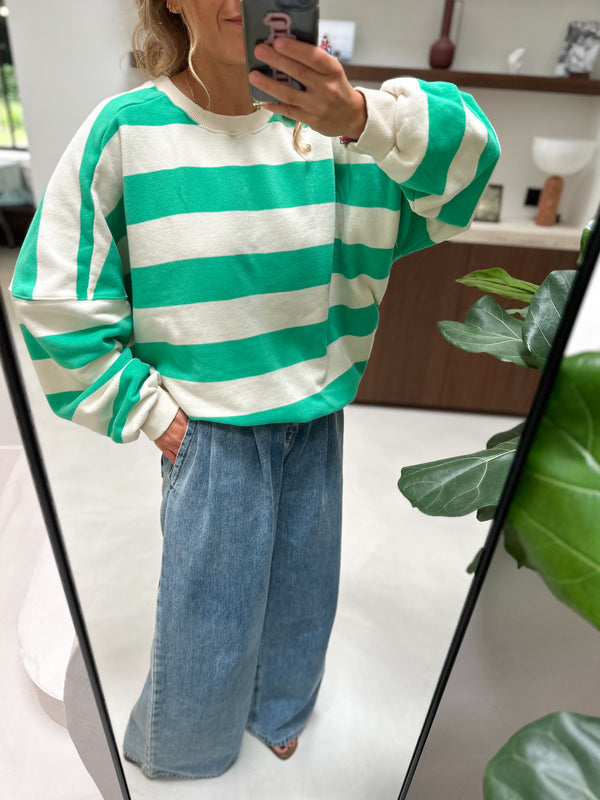 Sue striped sweatshirt - Green/cream