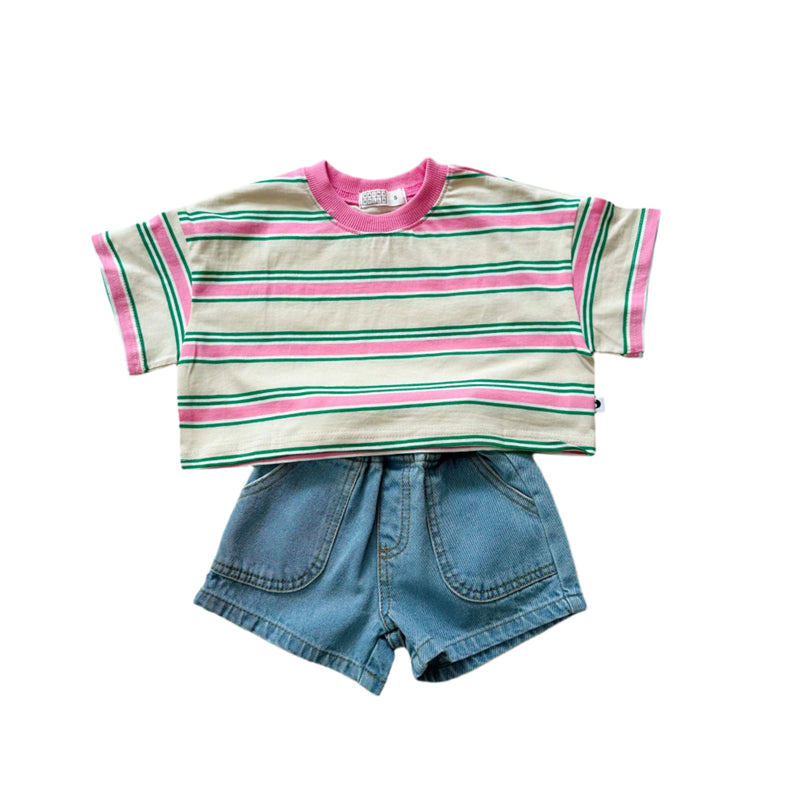 Pocket denim shorts - Light blue washing