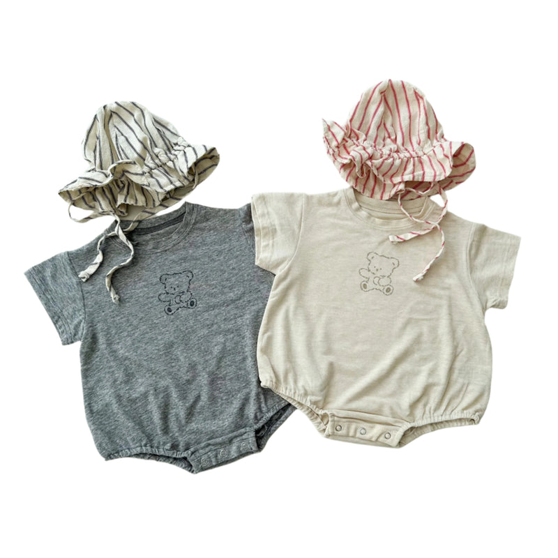 Bear tee onesie - Beige melange
