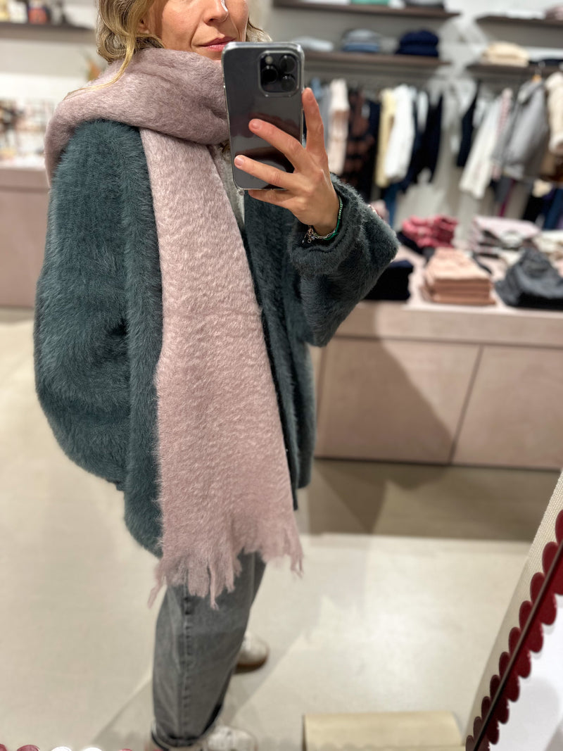 Oversized fluffy cardigan jacket - Ink grey