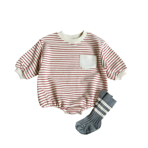 Striped sweater onesie - Red