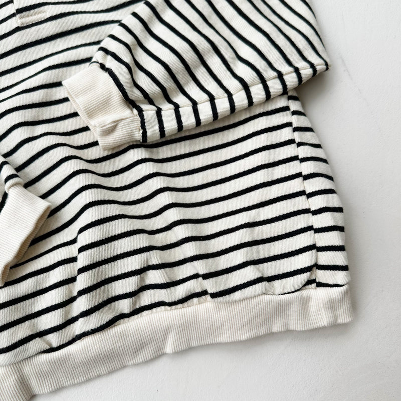 Striped collar sweatshirt - Cream/black