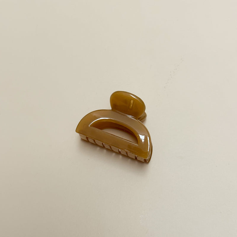 Small hair clip round - camel