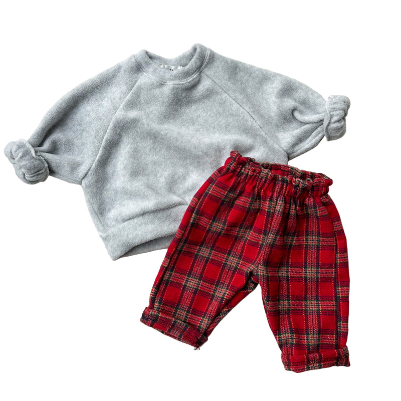 Soft flannel tartan pants - Red