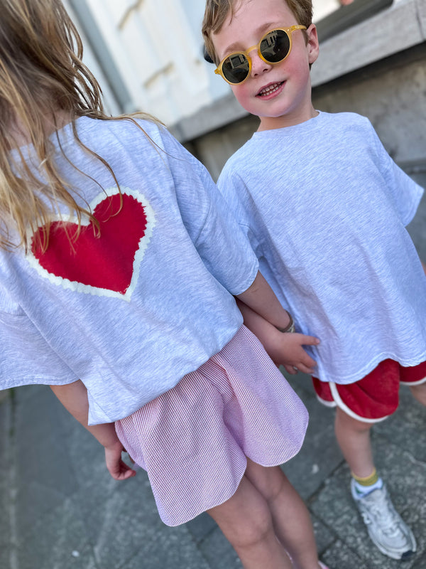 Heart boxy tee - White melange