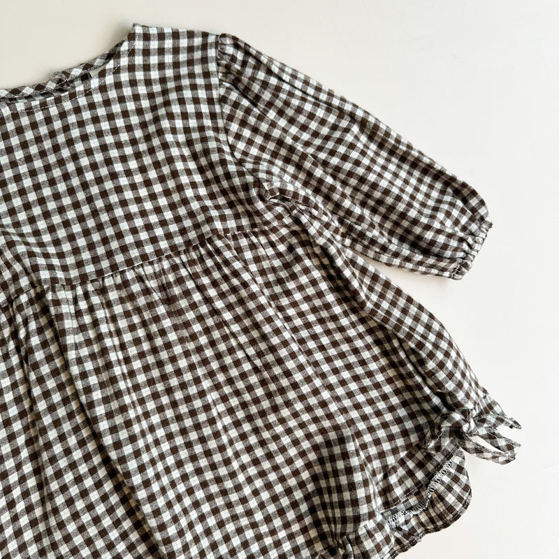 Flanel frill check dress - Brown