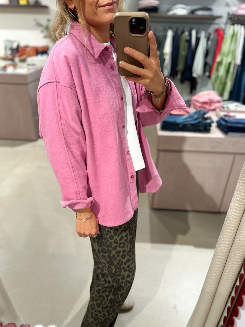 Oversized flanel shirt Vylow - Pink melange