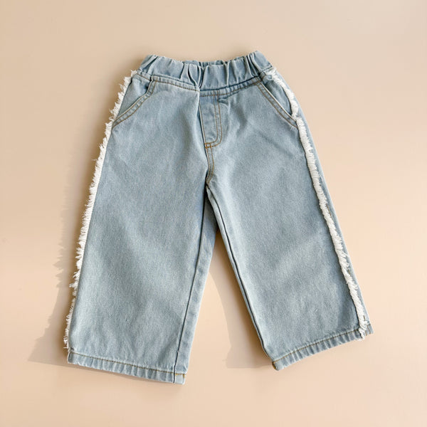 Ruffled denim pants - Light blue