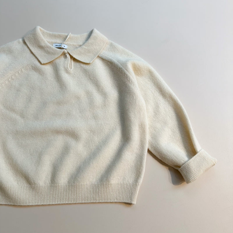 Wool mix collar jumper - Cream