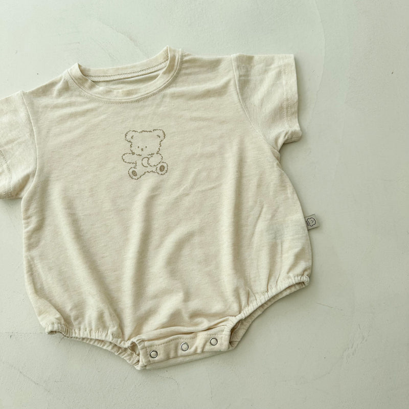 Bear tee onesie - Beige melange