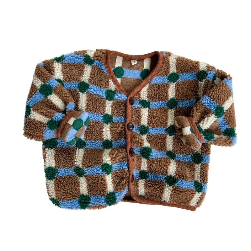 Check teddy jacket - Brown mix