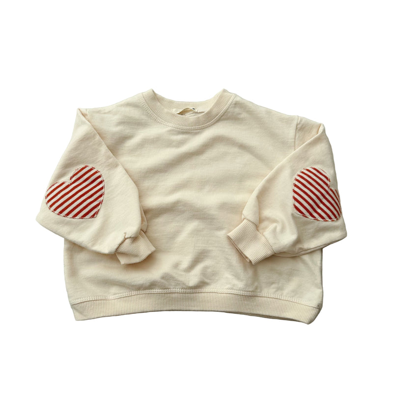 Heart patch sweatshirt - Cream