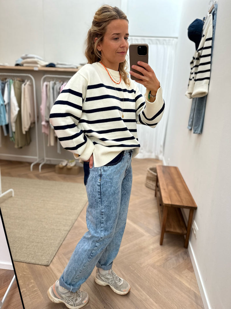 Kenzie relaxed color block jeans - Washed blue