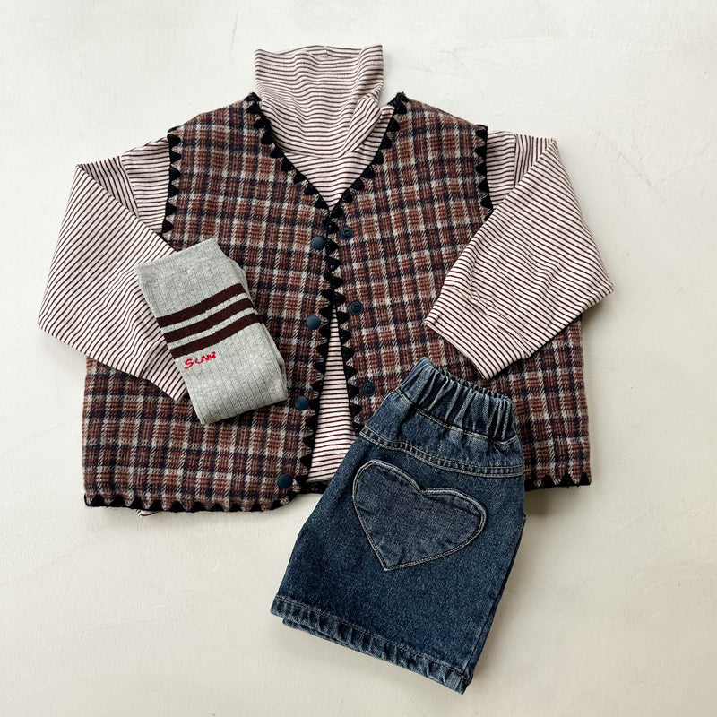 Reversible teddy check vest - Dark grey/brown