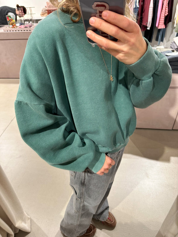 Joe fleeced sweatshirt - Washed forest green