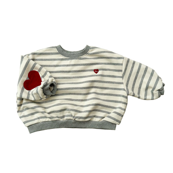 Heart striped sweater - Grey melange