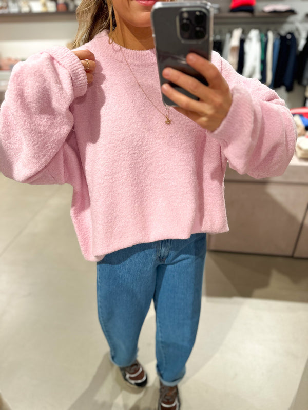 Oversized bouclé jumper - Frutella pink