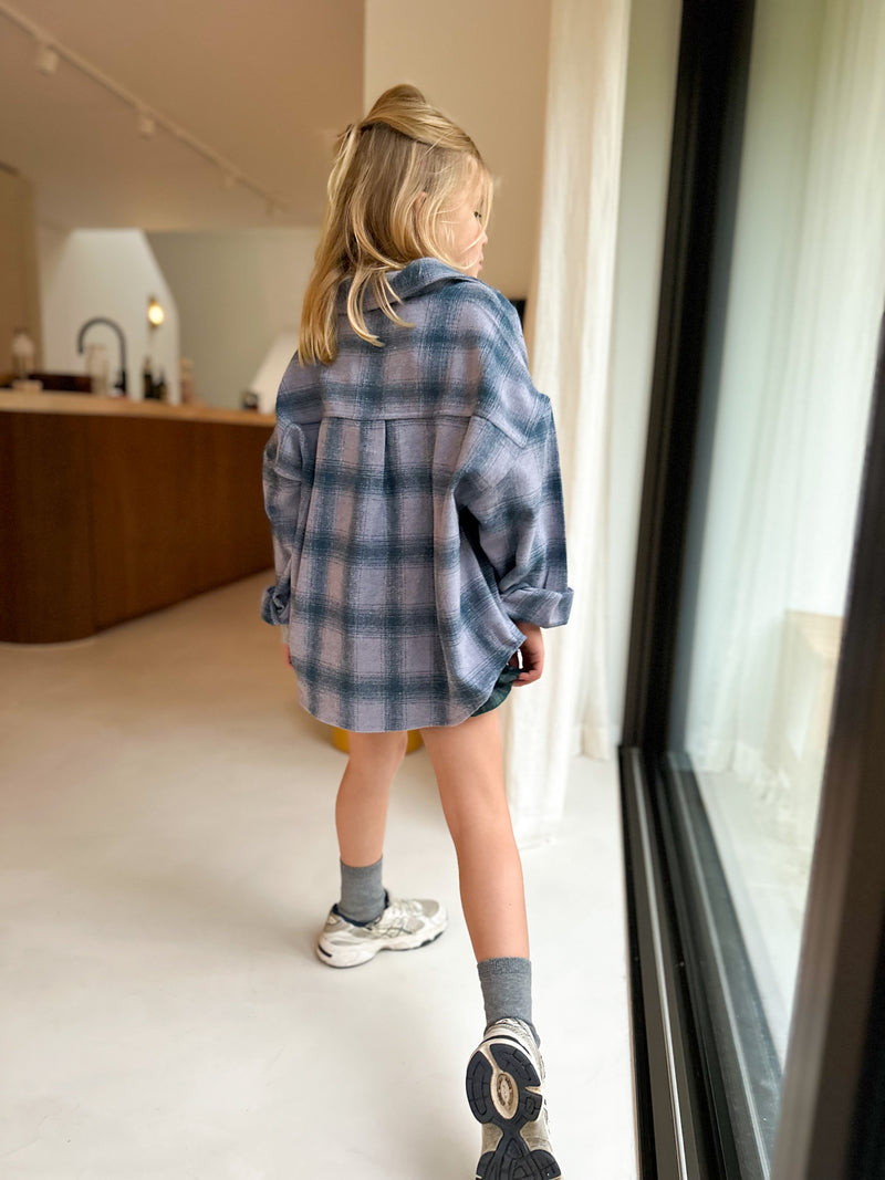 Flannel check overshirt - Dusty lilac/blue