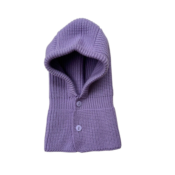 Button rib balaclava - Purple