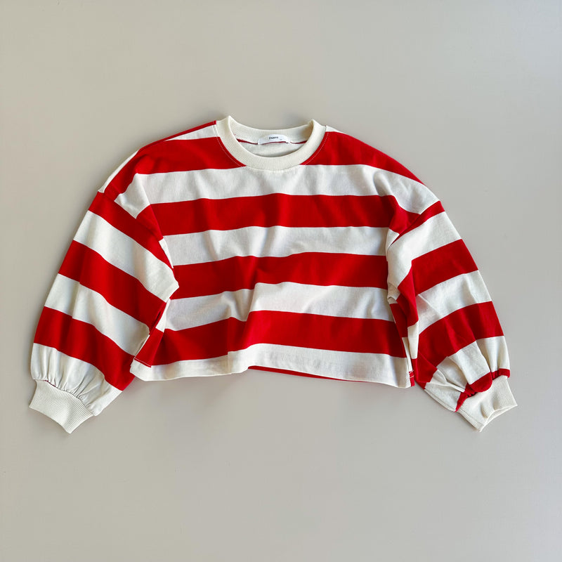 Cropped big stripe sweatshirt - Red
