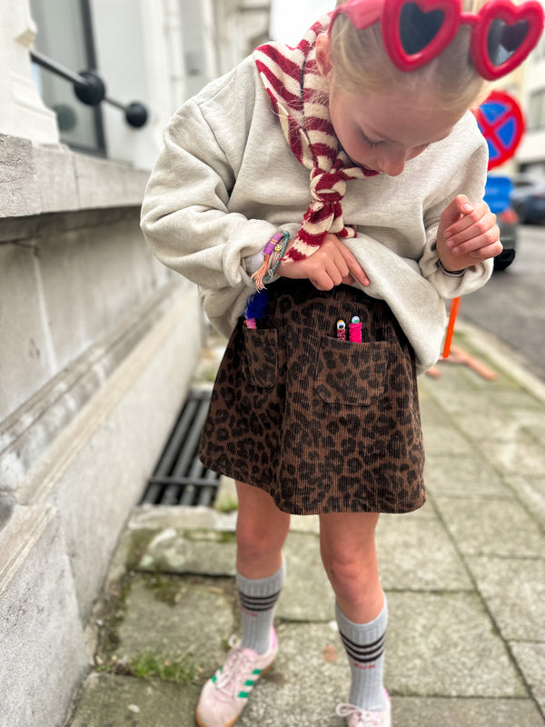 Lola leopard corduroy skirt - Brown