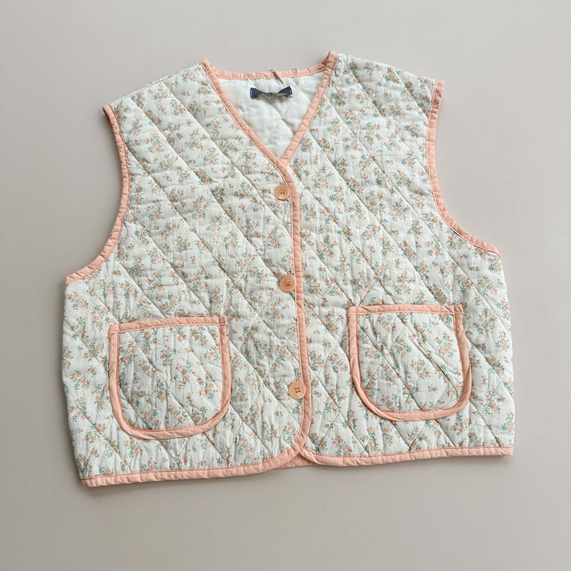 Flower piping vest - Cream/orange