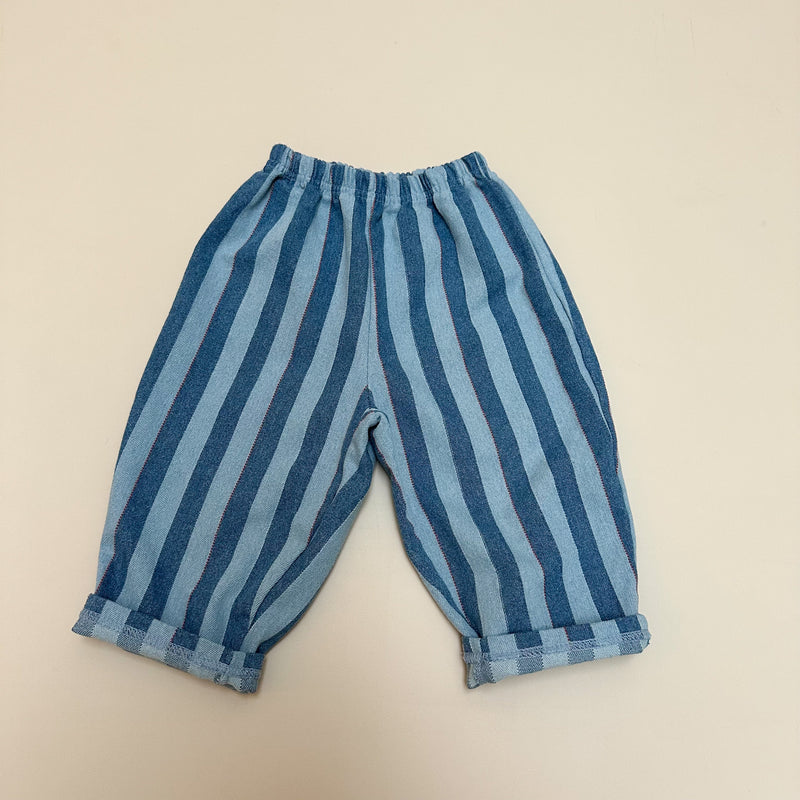 Striped baggy jeans - Blue washing