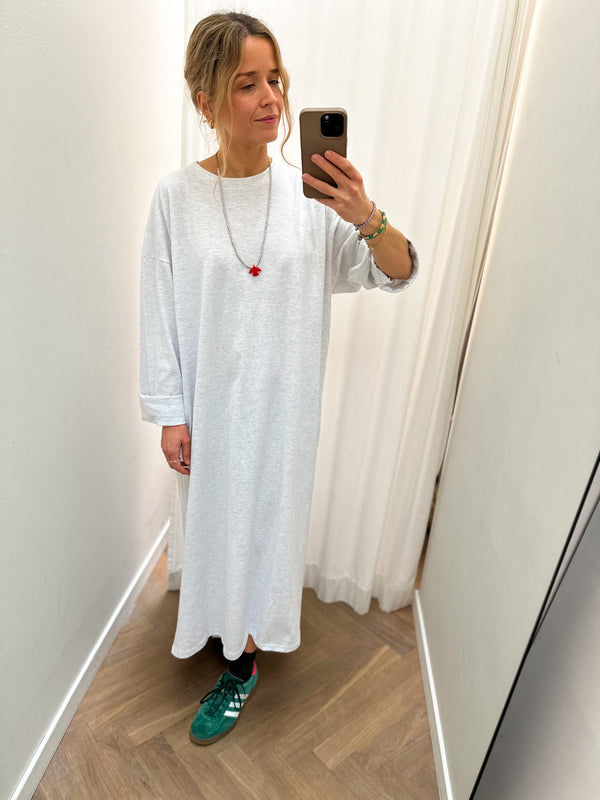 Oversized tee dress - White melange