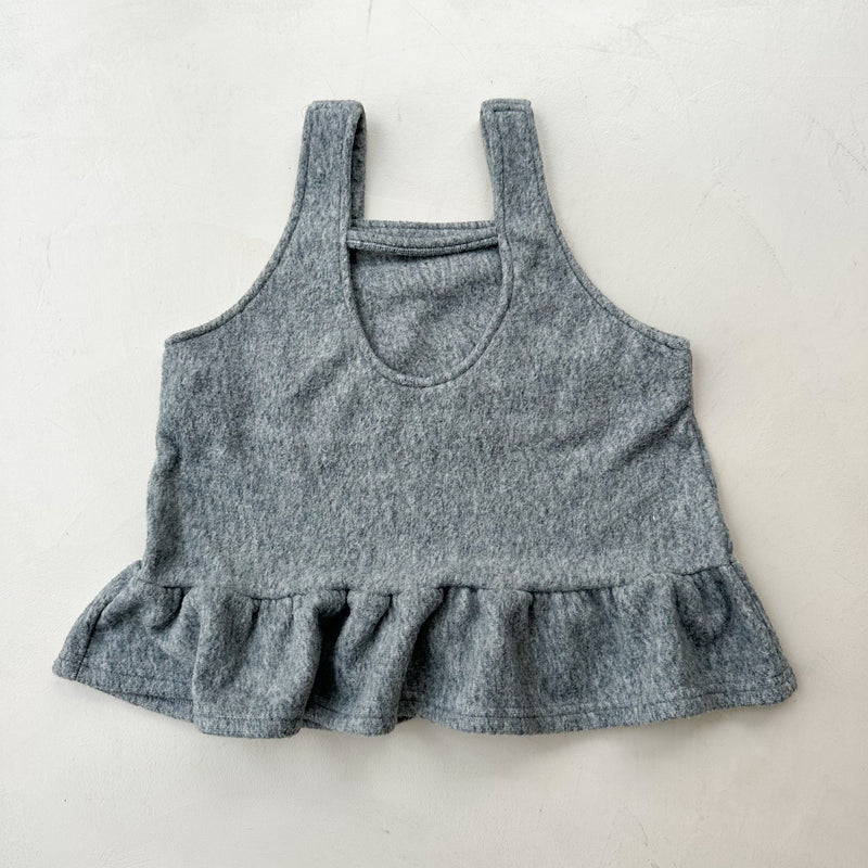 Fleece mini ruffle dress - Light grey melange