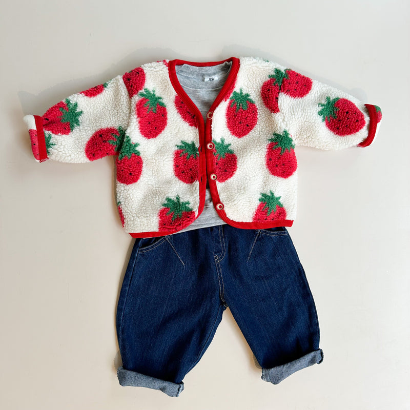 Strawberry teddy jacket - Cream