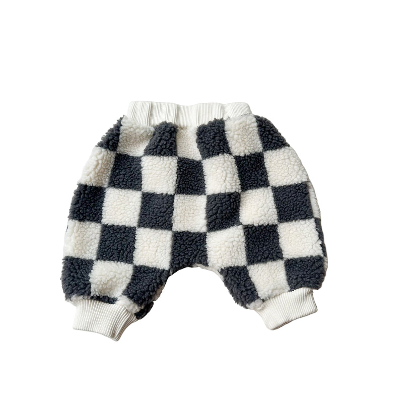 Bebe checkered teddy pants - Charcoal