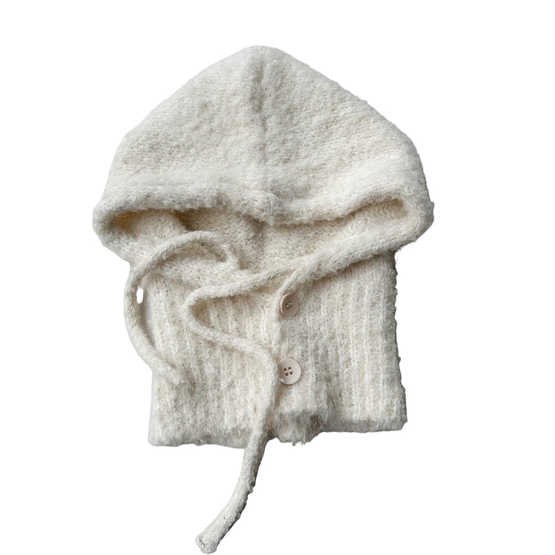 Bouclé button balaclava - Cream