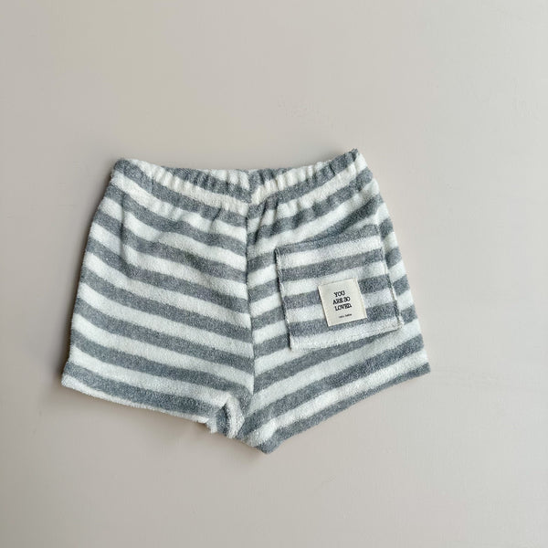 Baby terry stripes short - Grey melange