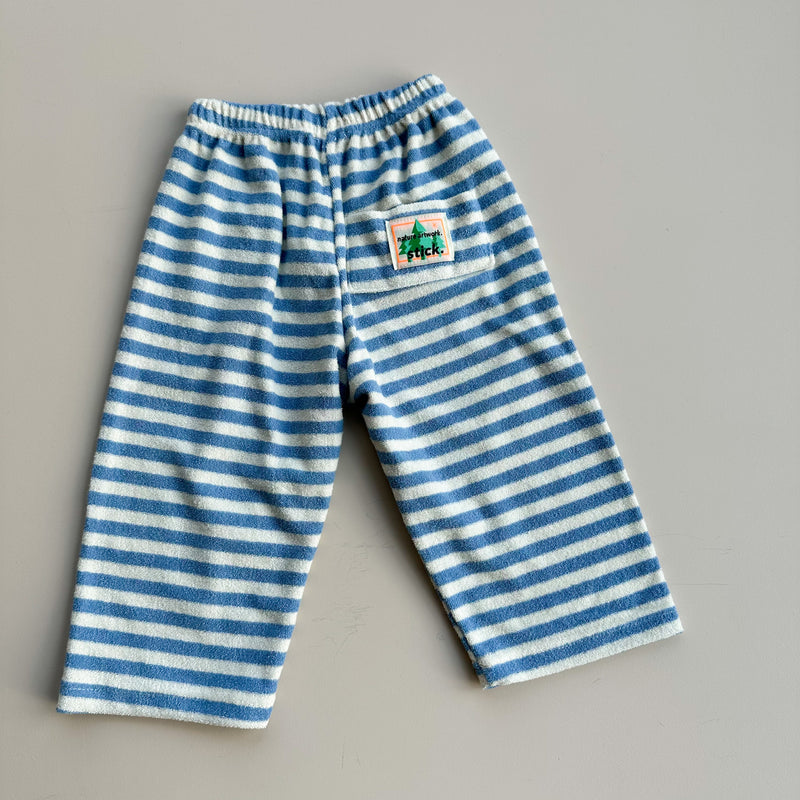 Striped patch terry pants - Blue