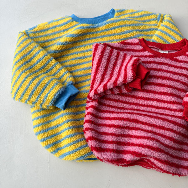 Striped teddy jumper - Pink/red