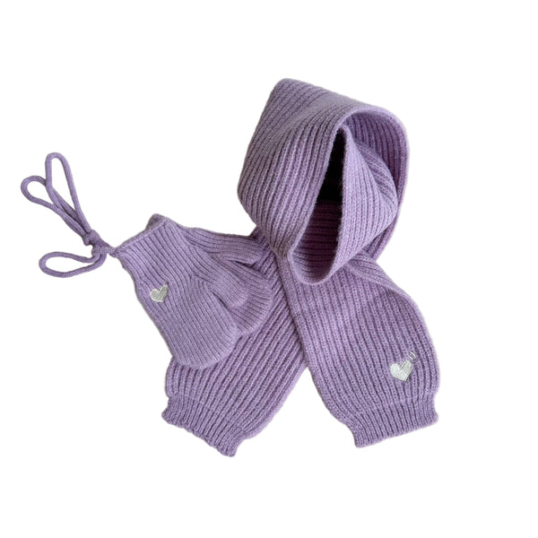 Heart embroidery scarf - Lilac