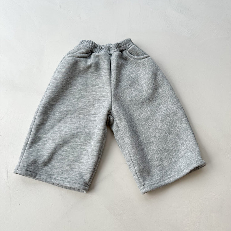 Wide fleeced jogger pants - Grey melange