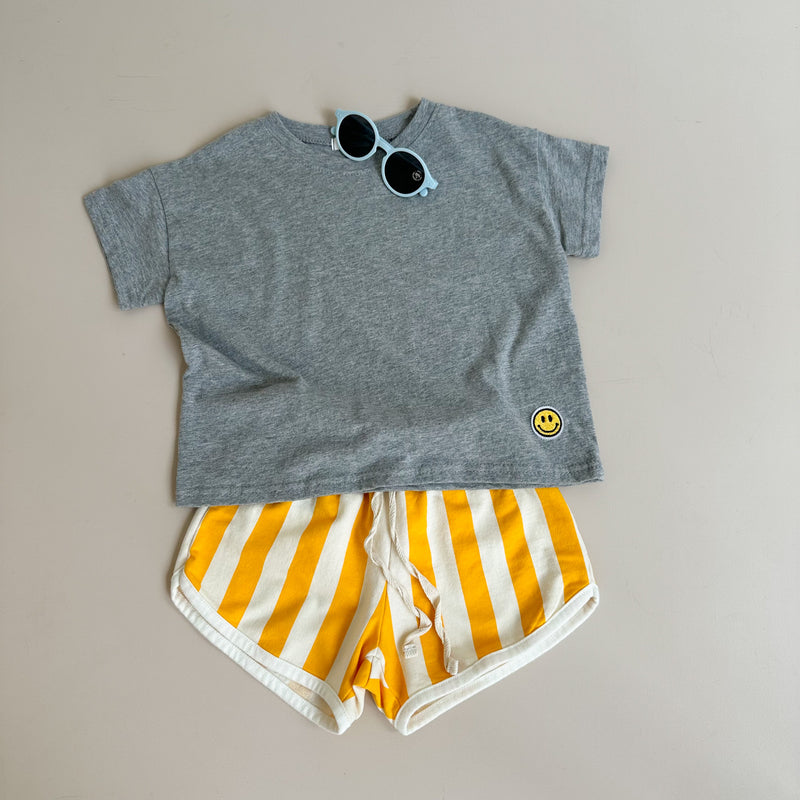 Smiley patch tee - Grey melange