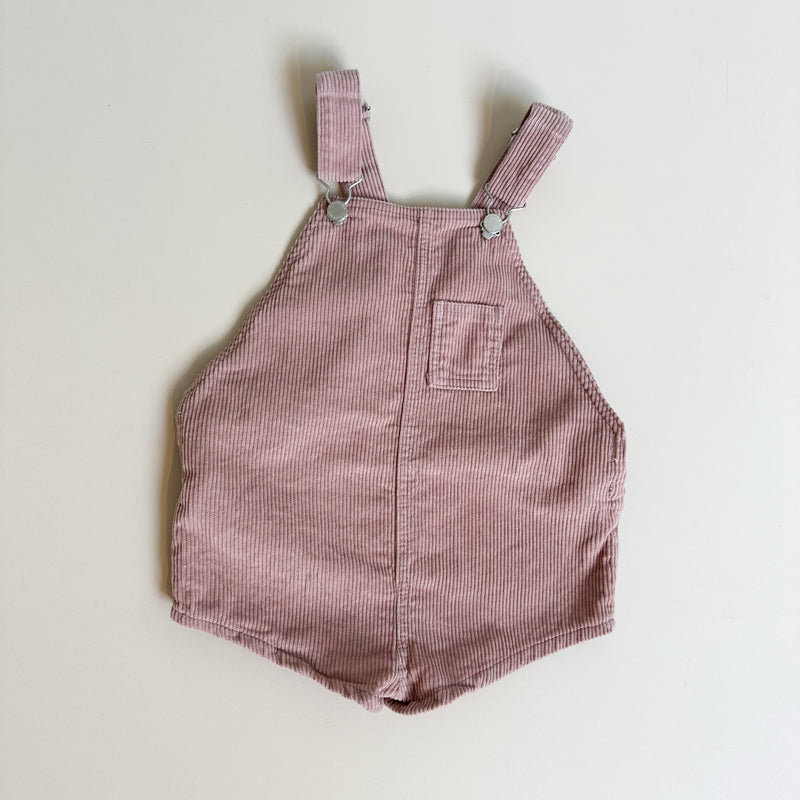 Short corduroy overalls - Old pink