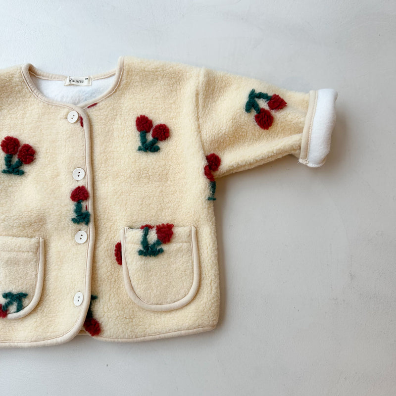 Bebe cherry teddy jacket - Cream