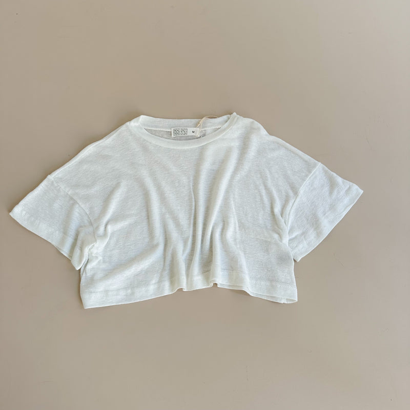 Linen like crop tee - Ivory